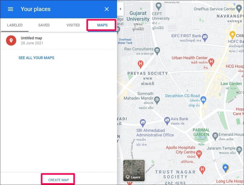 Create Map in Google Maps