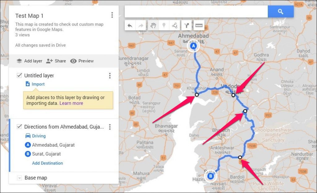 Customize Directions in Google Maps