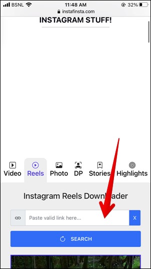 Instagram Reel Video Paste Link
