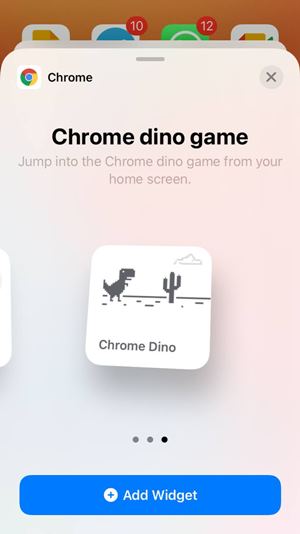 Google Chrome Dino Game Widget iPhone Add