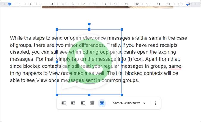 Google Docs In Front of Text Wrap