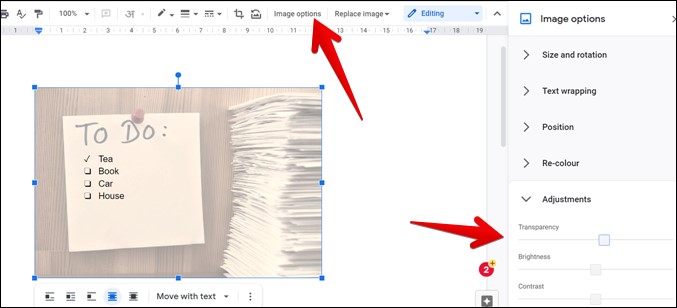 Google Docs Edit Image Transparency