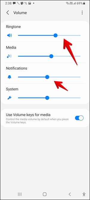 Samsung Notification use Separate Volume