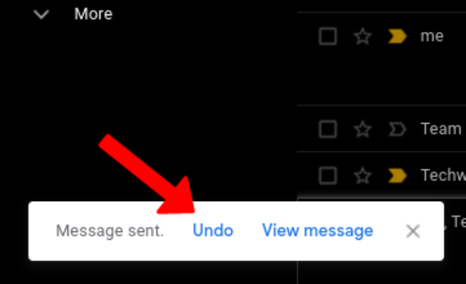 Undo Send option on Gmail 