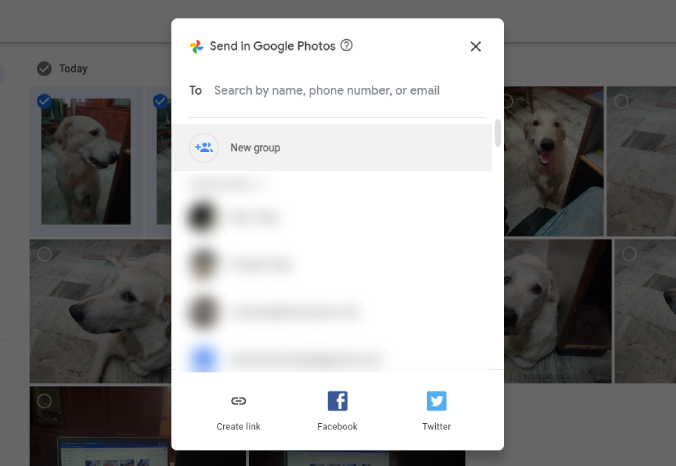 Comenzar un nuevo grupo de mensajería de Google Photos