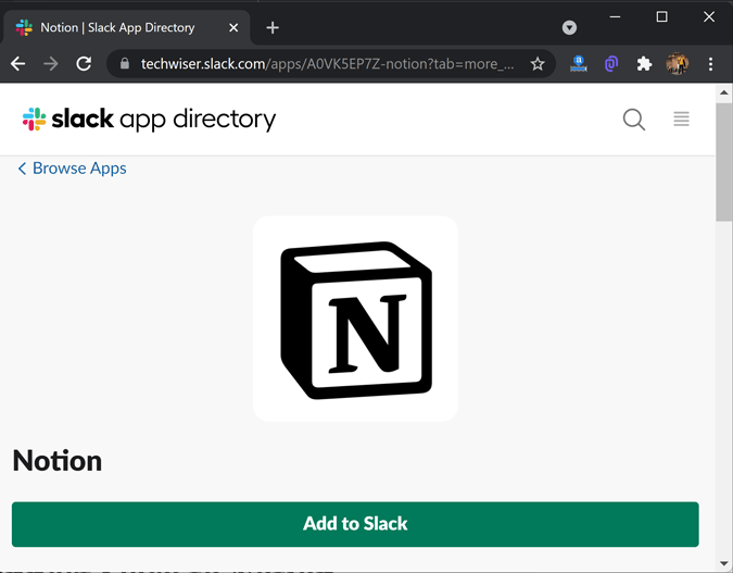 notion app to integrate with Slack