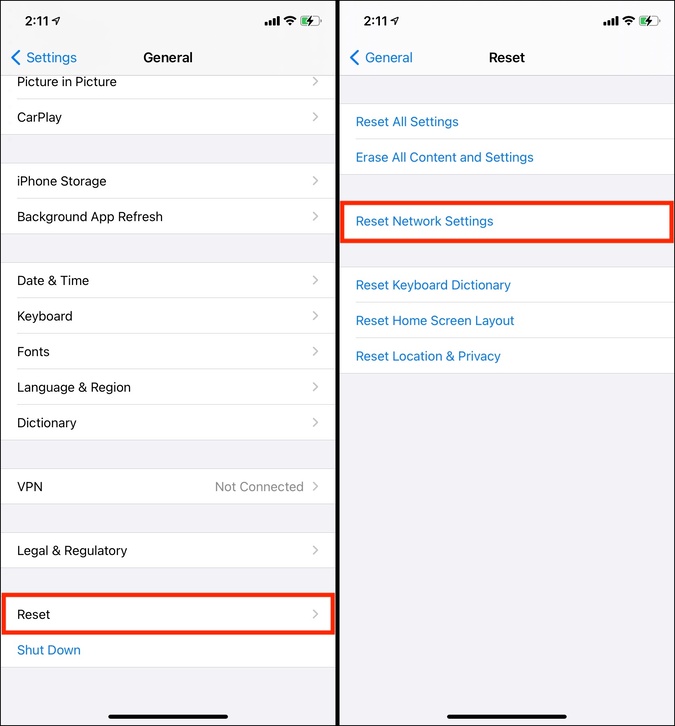 Reset Network Settings on iPhone to fix LTE 4G issues