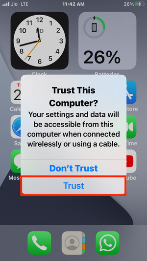 Unlock your iPhone tap Trust and enter passcode