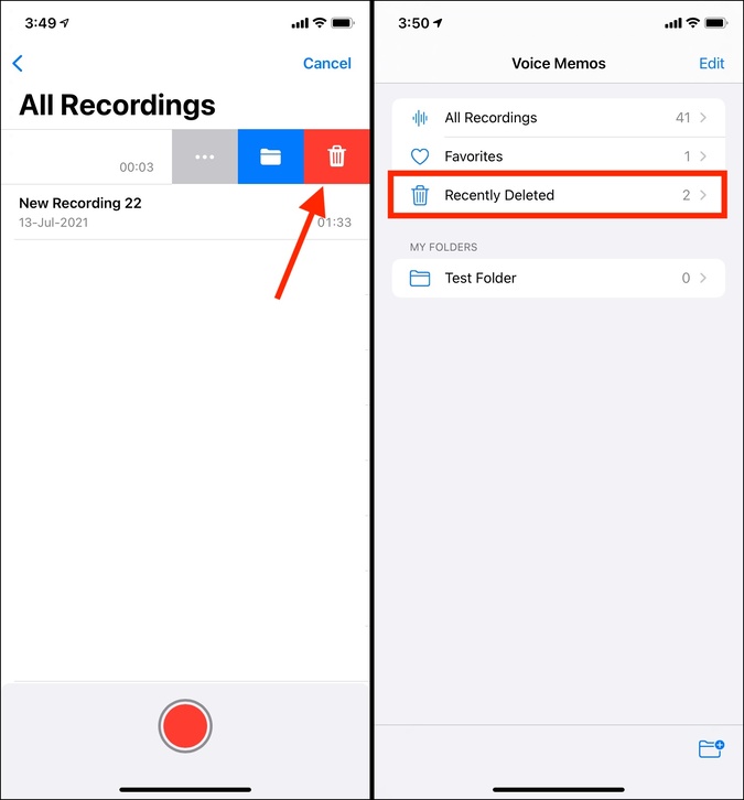 Delete Voice Memos on iPhone to free iCloud Storage