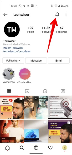 Instagram Profile Symbol Bell Meaning