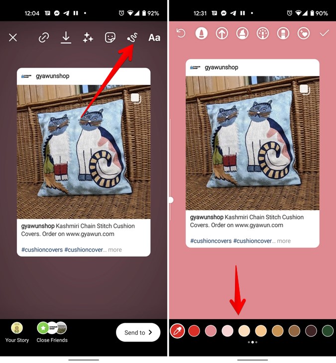 Instagram Story Choose Background Color for Shared posts