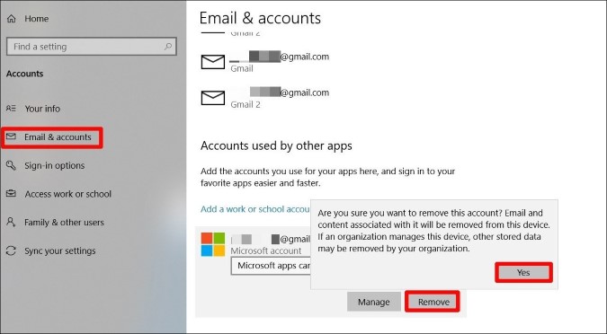 Delete accounts used by other apps
