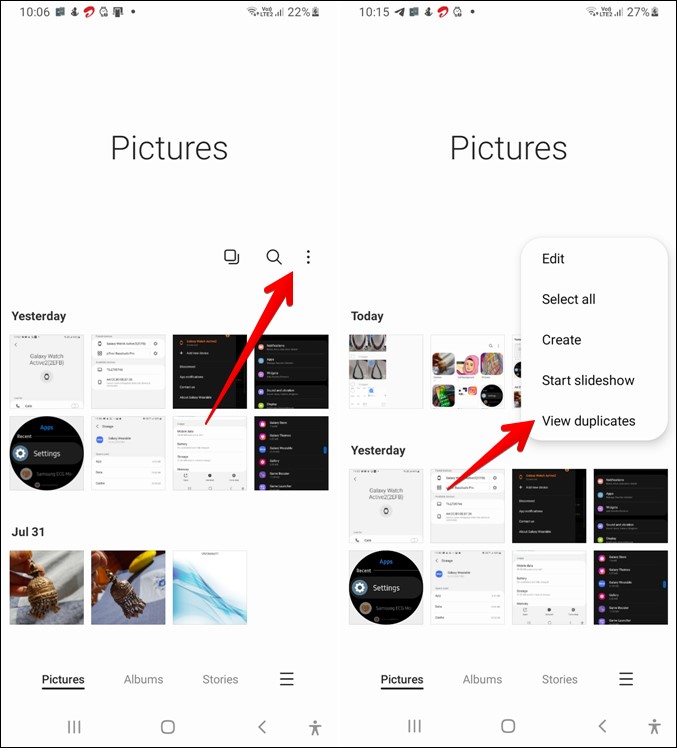 Samsung Gallery View Duplicate Images