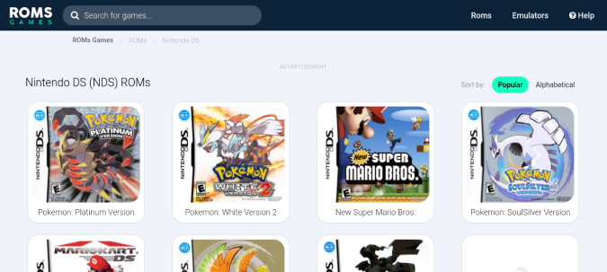Selecting the DS game to download
