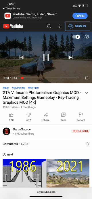 youtube in browser