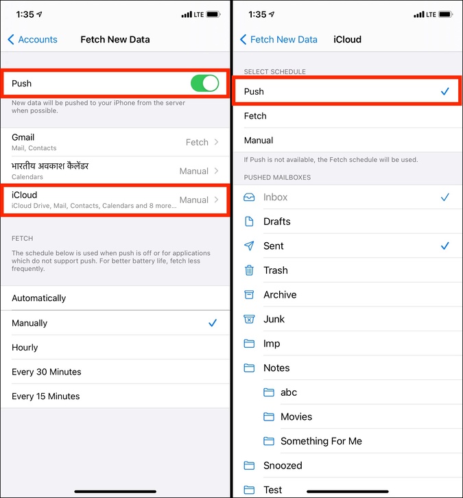Ensure correct Notification settings if you are not getting emails on iPhone