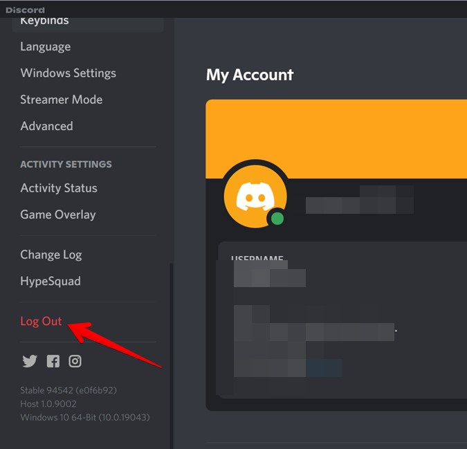 Discord Log out PC
