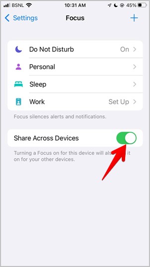 Focus Mode Share Across Devices