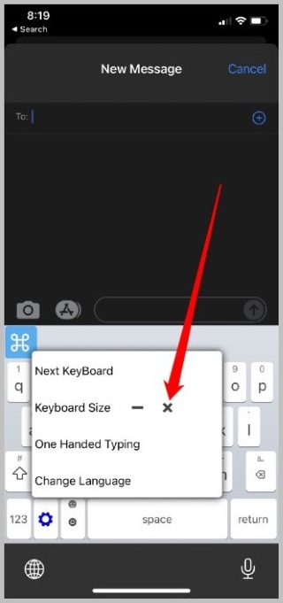Reset Keyboard Size