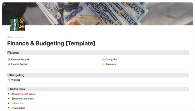 expense tracker notion template