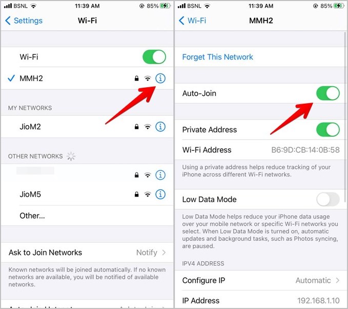 iPhone Wi-Fi Enable Auto Join Network
