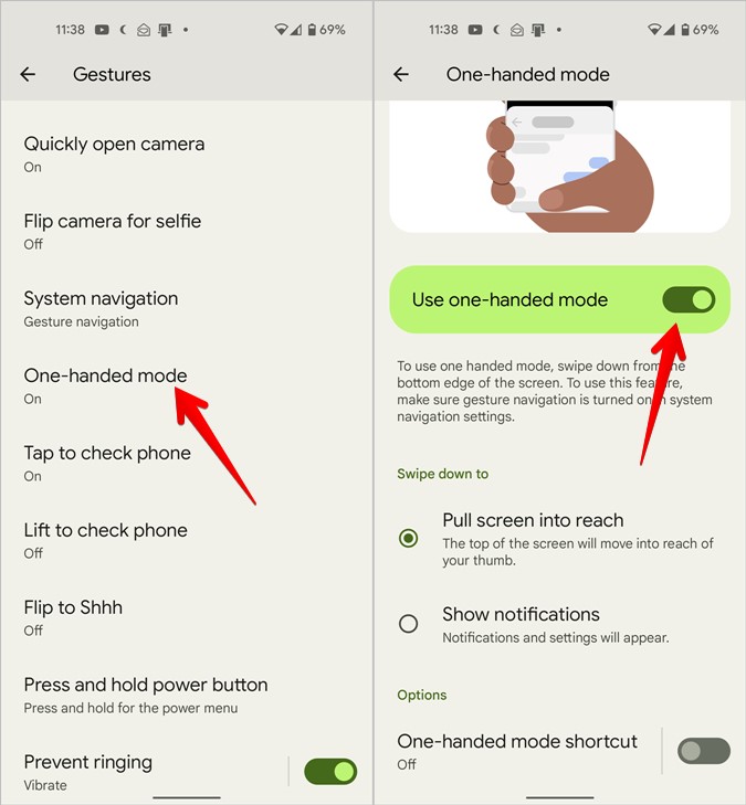Android 12 presenta el modo de una mano