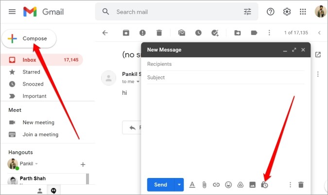 Compose Message in Gmail