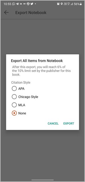 Export Kindle Highlights Android Notebook Citation
