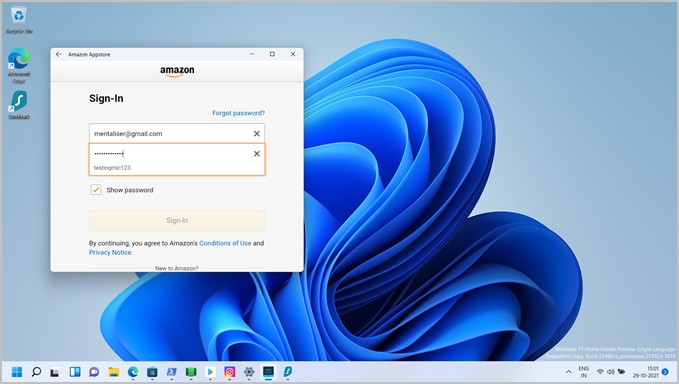 sign in to amazon appstore on windows 11