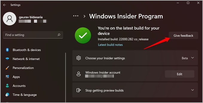 windows insider program option in windows 11