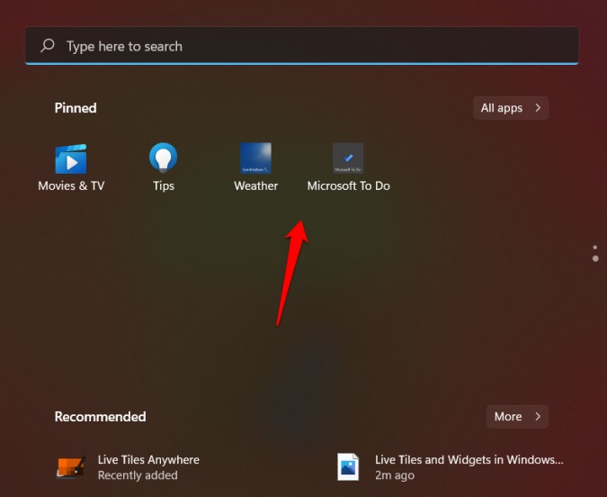 live tile widgets in windows 11 start  menu
