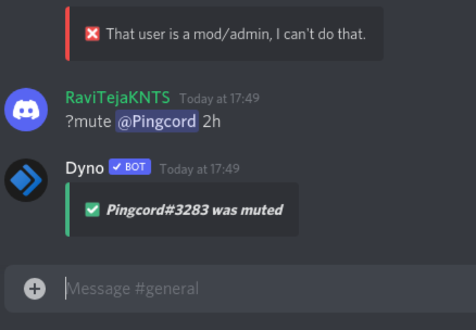 Muted user using Dyno bot