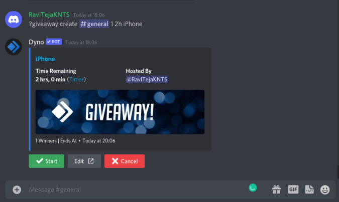 Giveaway on Discord Server 