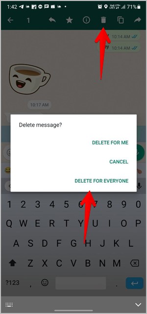 WhatsApp Privacy Delete Message