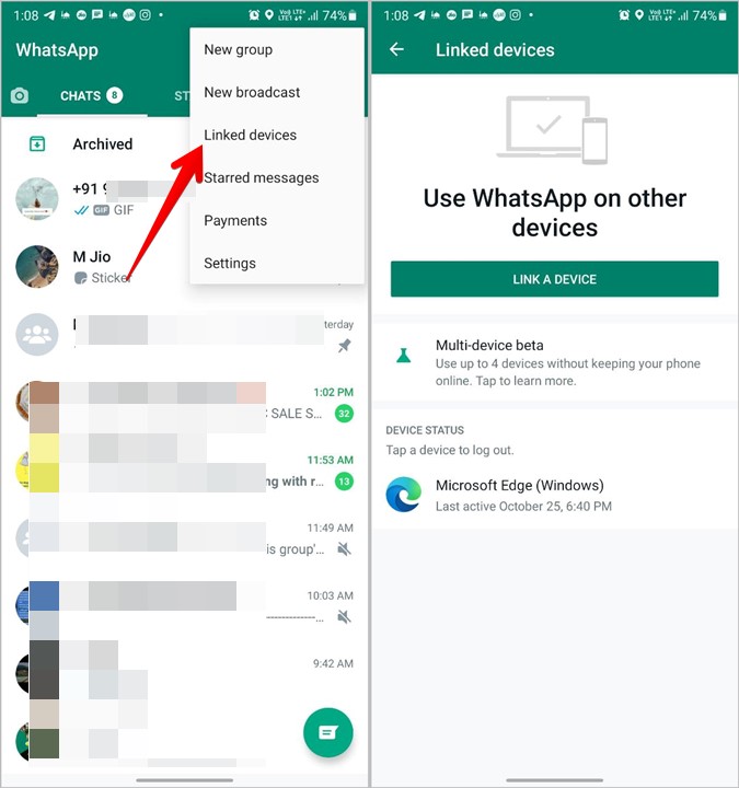 WhatsApp Privacy Linked Devices Android