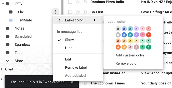add label color in gmail