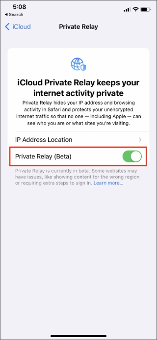 enable iCloud private relay