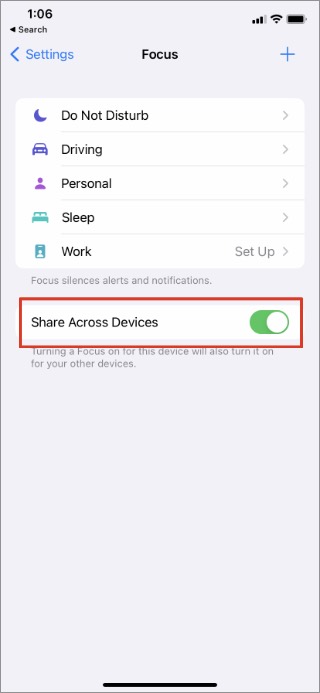share focus across Apple devices