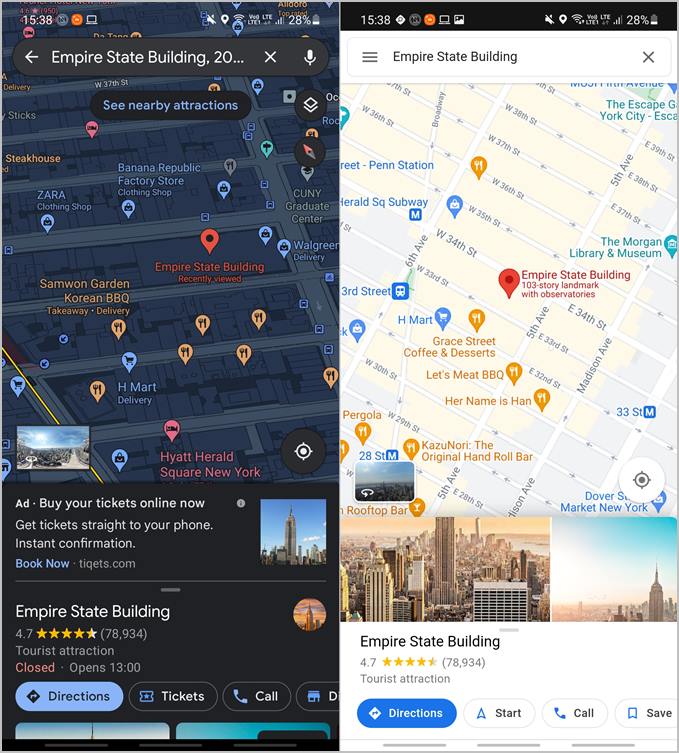 google maps ui against google maps go