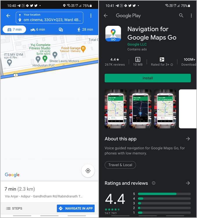 google maps go navigation support