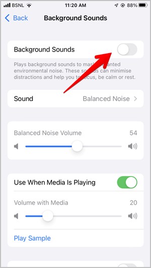 iOS Background Sounds Turn on off