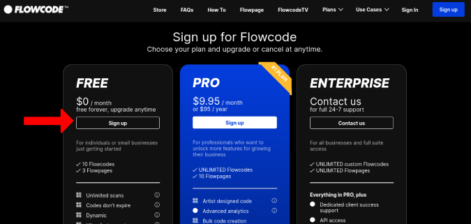 Opening free Flowcode account