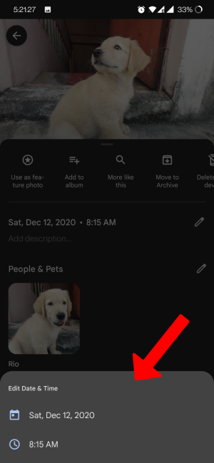 Changing Date and Time in Google Photos on Android and iOS