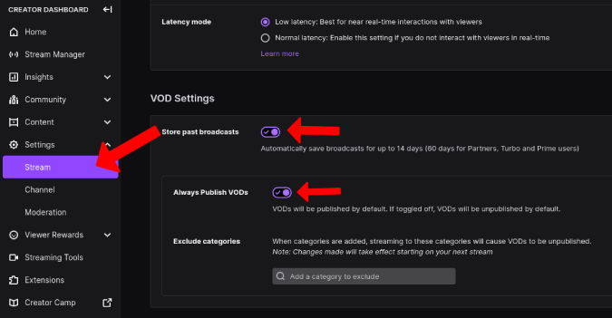 Enabling Storage Broadcasts in twitch 
