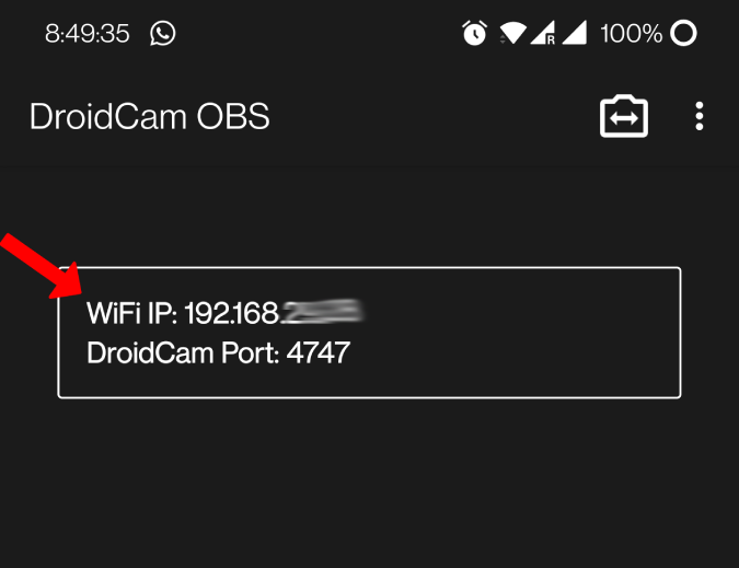 Droidcam OBS Wi-Fi IP 