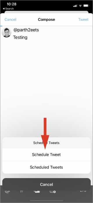 schedule tweet on iPhone