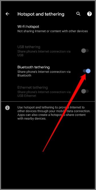 Desactivar anclaje de Bluetooth