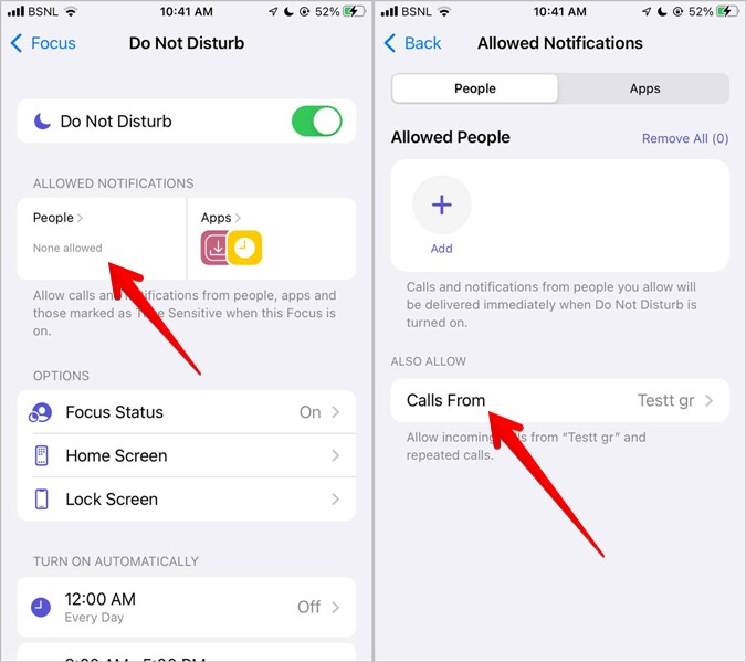 Silence Notifications iOS Dnd Calls