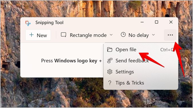 Snipping Tool Windows 11 Open File