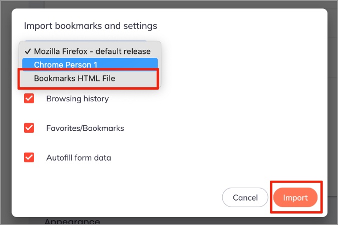 import bookmarks html file in brave browser